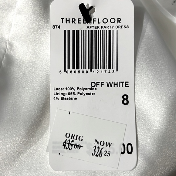 Three Floor After Party Dress Short Sleeve Off White Size 8 NWT - Picture 14 of 16